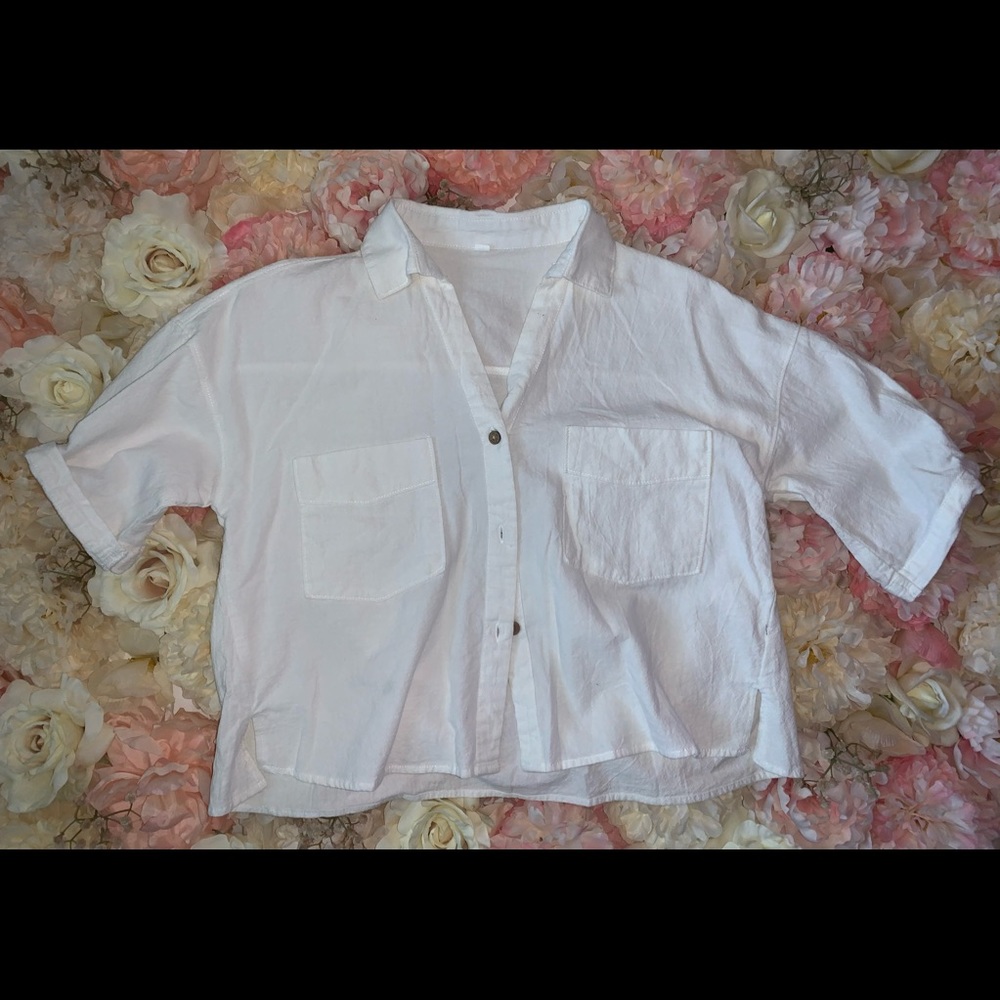 White button down crop top